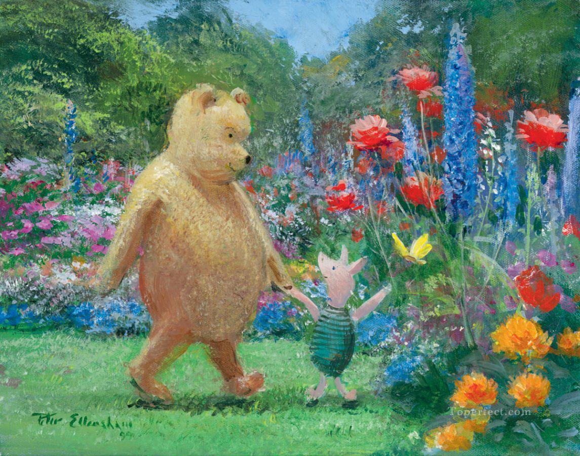 Ourson et porcelet dans le jardin d’ours Dessin animé pour enfants Peintures à l'huile
